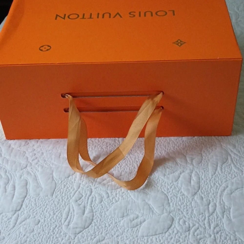 Louis Vuitton Signature Orange & Gold Storage Magnetic Handles Box Large - Picture 3 of 9